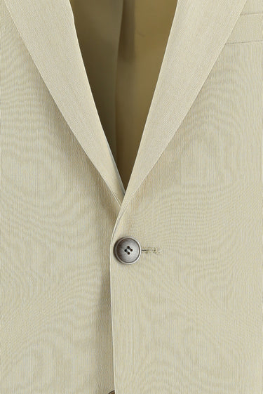 Açık Bej Slim Fit Dar Kesim Beli Lastikli İpli Takım Elbise