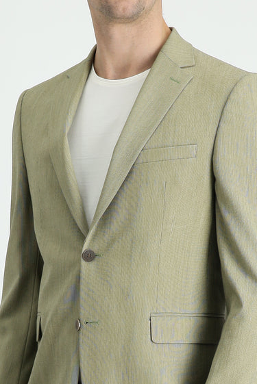 Açık Haki Slim Fit Dar Kesim Beli Lastikli İpli Takım Elbise
