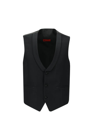 Siyah 7 Drop Slim Fit Dar Kesim Mono Yaka Yelekli Smokin & Damatlık