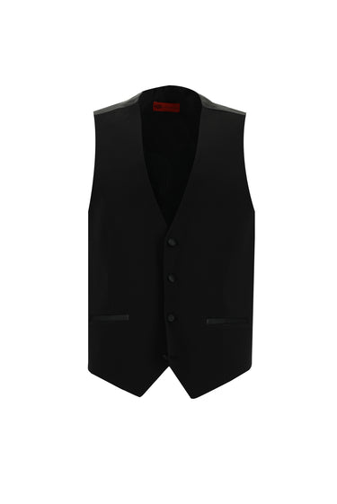 Siyah Slim Fit Dar Kesim Şal Yaka Yelekli Smokin & Damatlık