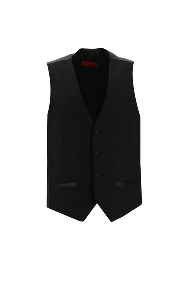 Siyah Slim Fit Dar Kesim Şal Yaka Yelekli Smokin & Damatlık