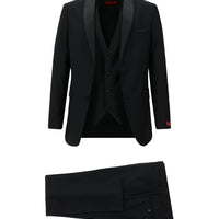 Siyah Slim Fit Dar Kesim Şal Yaka Yelekli Smokin & Damatlık
