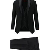Siyah Slim Fit Dar Kesim Şal Yaka Yelekli Smokin & Damatlık