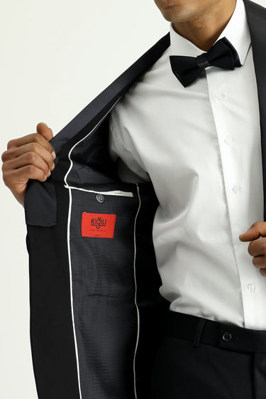 Siyah Slim Fit Dar Kesim Şal Yaka Yelekli Smokin & Damatlık