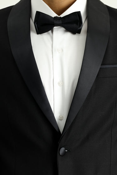 Siyah Slim Fit Dar Kesim Şal Yaka Yelekli Smokin & Damatlık