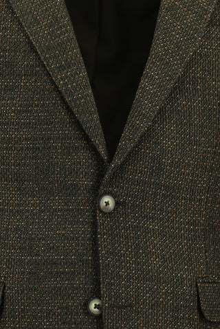 Orta Haki 7 Drop Slim Fit Dar Kesim Yünlü Desenli Kombinli Takım Elbise