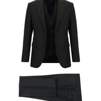 Koyu Antrasit Slim Fit Dar Kesim Kombinli Yelekli Takım Elbise