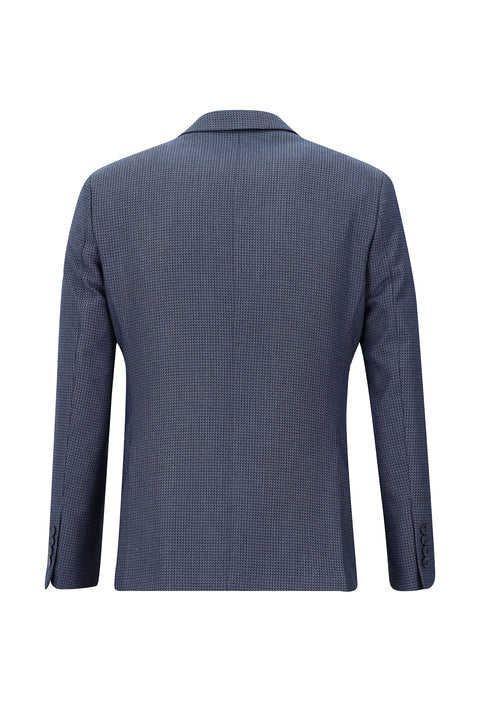 Orta Lacivert 7 Drop Slim Fit Dar Kesim Beli Lastikli İpli Kombinli Yelekli Takım Elbise