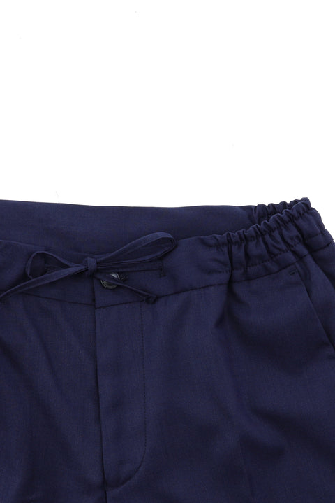 Orta Lacivert 7 Drop Slim Fit Dar Kesim Beli Lastikli İpli Kombinli Yelekli Takım Elbise