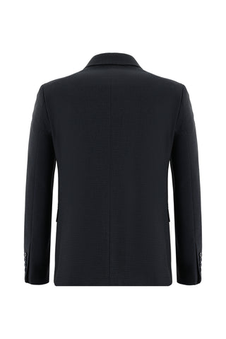 Koyu Lacivert 7 Drop Slim Fit Dar Kesim Desenli Kombinli Takım Elbise