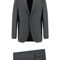 Orta Gri 7 Drop Slim Fit Dar Kesim Desenli Takım Elbise