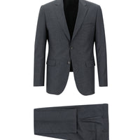 Orta Antrasit 7 Drop Slim Fit Dar Kesim Desenli Takım Elbise
