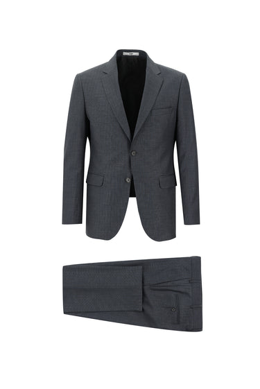 Orta Antrasit Slim Fit Dar Kesim Klasik Desenli Takım Elbise