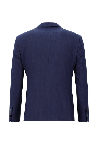 Orta Lacivert Super Slim Fit Ekstra Dar Kesim Beli Lastikli İpli Çizgili Takım Elbise