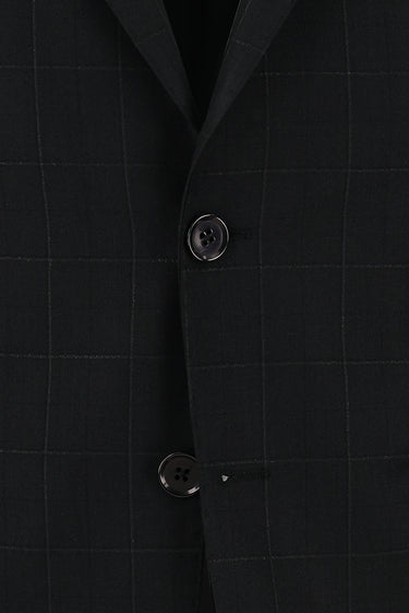 Siyah Regular Fit Kareli Takım Elbise