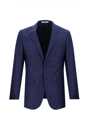 Açık Lacivert Regular Fit Kareli Takım Elbise