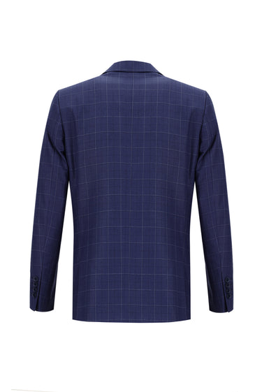 Açık Lacivert Regular Fit Kareli Takım Elbise