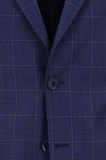 Açık Lacivert Regular Fit Kareli Takım Elbise