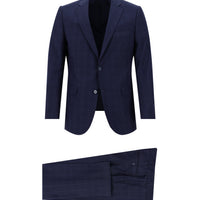 Orta Lacivert 6 Drop Regular Fit Standart Kesim Kareli Takım Elbise