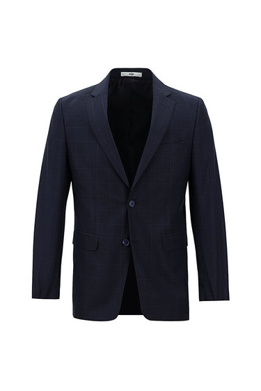 Koyu Lacivert Regular Fit Kareli Takım Elbise