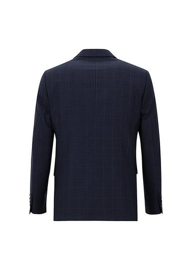 Koyu Lacivert Regular Fit Kareli Takım Elbise