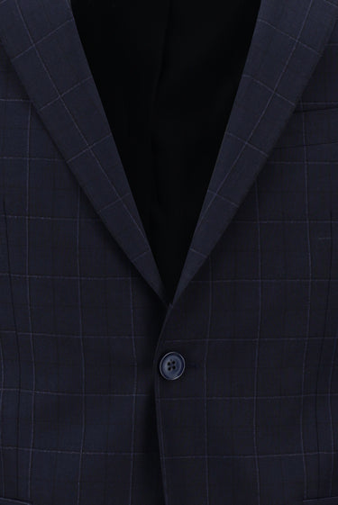 Koyu Lacivert Regular Fit Kareli Takım Elbise