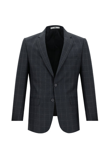 Koyu Antrasit Regular Fit Kareli Takım Elbise