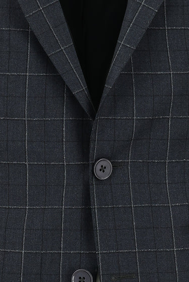 Koyu Antrasit Regular Fit Kareli Takım Elbise