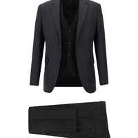 Koyu Füme Slim Fit Dar Kesim Kombinli Yelekli Takım Elbise