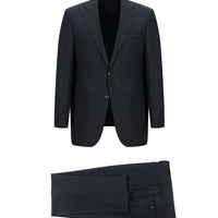 Koyu Lacivert 4 Drop Relaxed Fit Rahat Kesim Ekose Takım Elbise