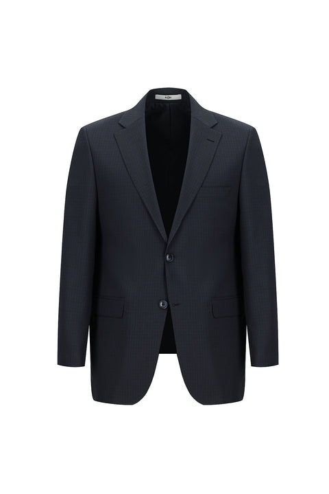 Koyu Lacivert 4 Drop Relaxed Fit Rahat Kesim Ekose Takım Elbise
