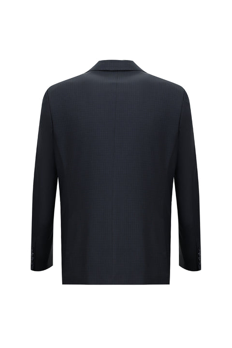 Koyu Lacivert 4 Drop Relaxed Fit Rahat Kesim Ekose Takım Elbise