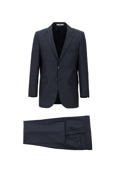 Koyu Lacivert 4 Drop Relaxed Fit Rahat Kesim Ekose Takım Elbise