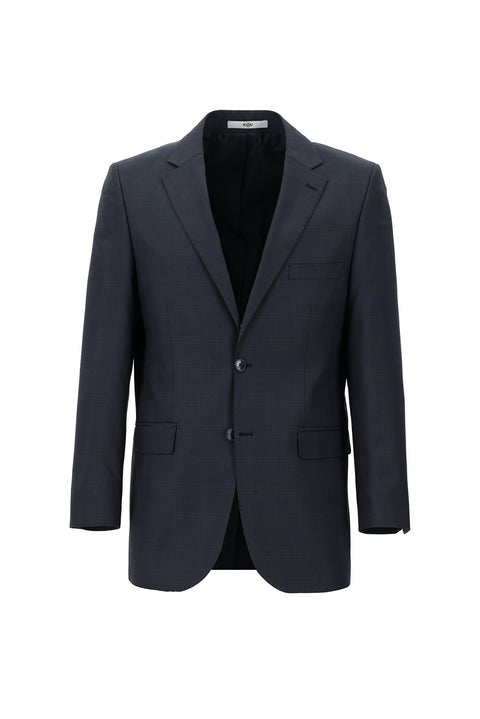 Koyu Lacivert 4 Drop Relaxed Fit Rahat Kesim Ekose Takım Elbise