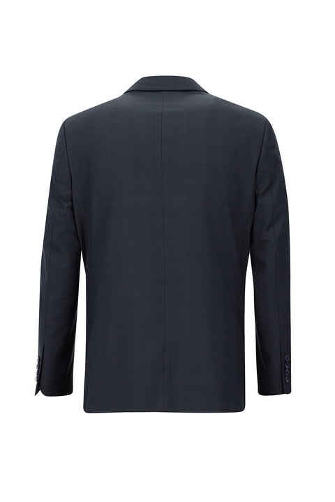 Koyu Lacivert 4 Drop Relaxed Fit Rahat Kesim Ekose Takım Elbise