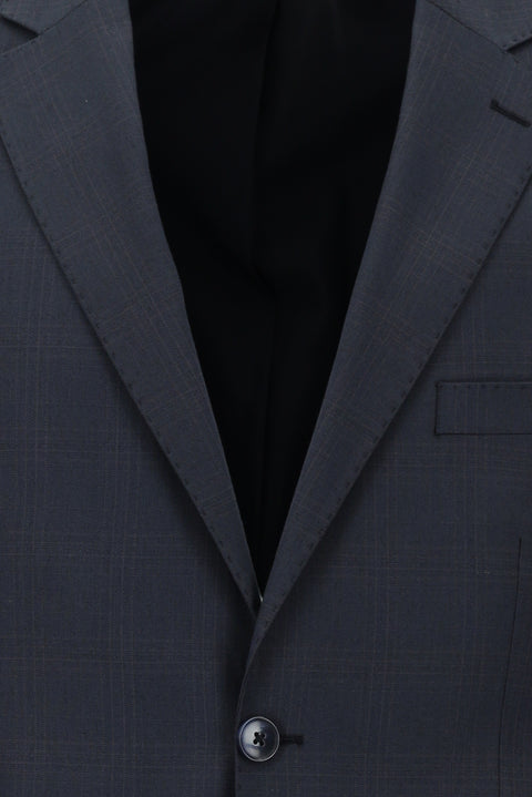 Koyu Lacivert 4 Drop Relaxed Fit Rahat Kesim Ekose Takım Elbise