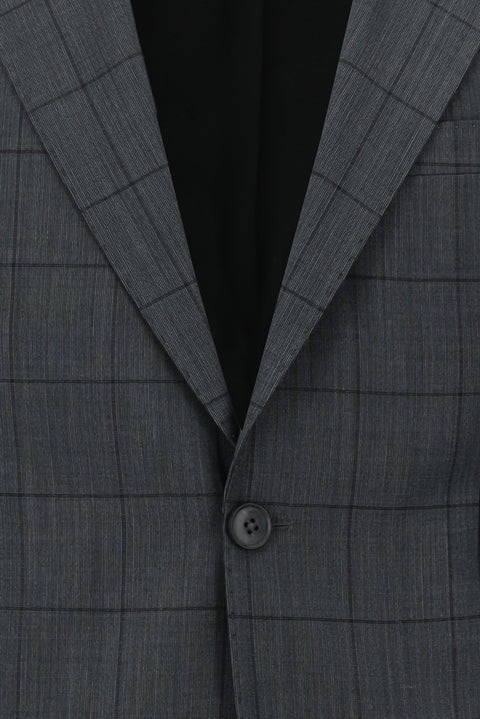 Orta Antrasit 7 Drop Slim Fit Dar Kesim Yünlü Kareli Takım Elbise