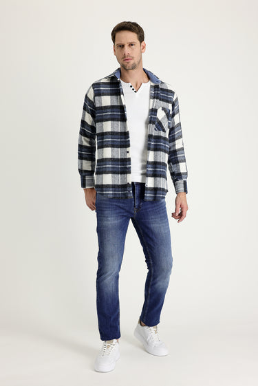 Koyu Mavi  Slim Fit Dar Kesim Likralı Denim Pantolon