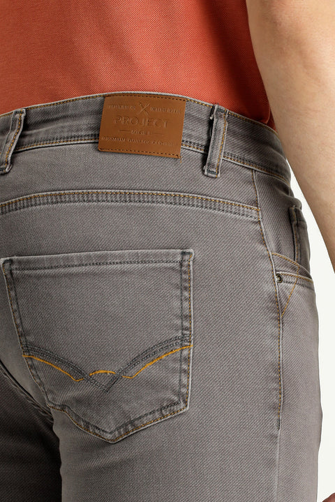 Orta Gri Slim Fit Dar Kesim Likralı Denim Pantolon