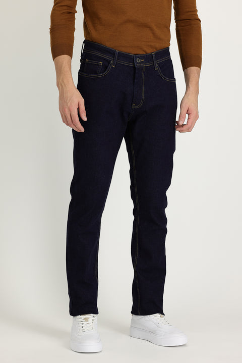 Koyu Lacivert Slim Fit Dar Kesim Likralı Denim Pantolon