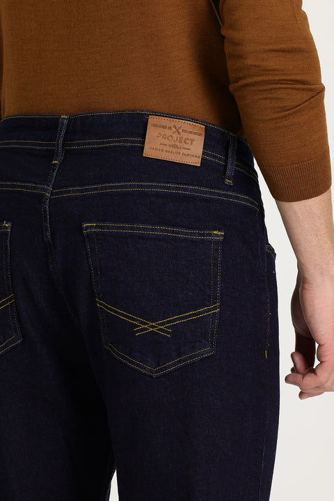 Koyu Lacivert Slim Fit Dar Kesim Likralı Denim Pantolon