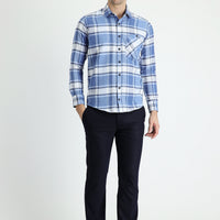 Koyu Lacivert 7 Drop Slim Fit Dar Kesim Likralı Klasik Kuşgözü Kumaş Pantolon