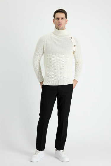 Siyah Slim Fit Dar Kesim Yünlü Klasik Kumaş Pantolon