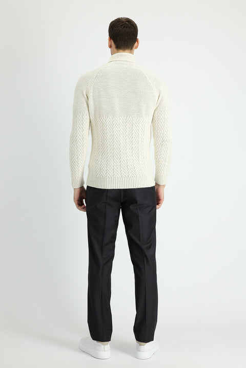 Dark Anthracite 4 Drop Relaxed Fit Classic Fabric Wool Trousers