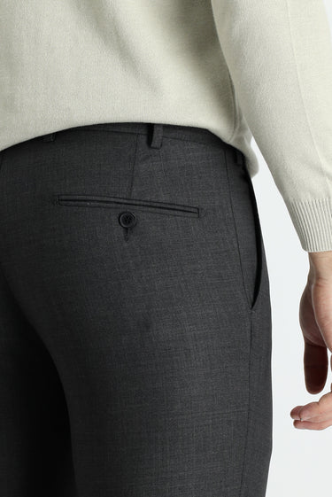 Orta Antrasit Slim Fit Dar Kesim Yünlü Klasik Kumaş Pantolon
