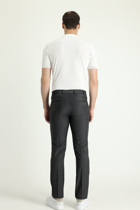 Orta Antrasit 7 Drop Slim Fit Dar Kesim Yünlü Klasik Kumaş Pantolon