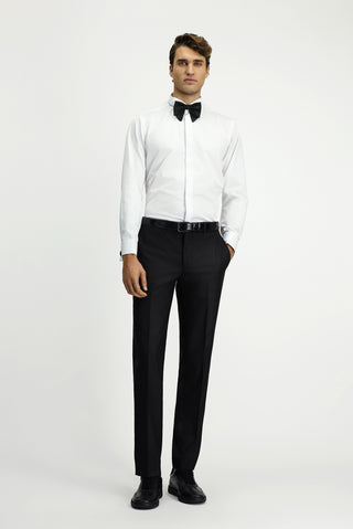 Beyaz Ata Yaka Slim Fit Dar Kesim Pamuk Gömlek