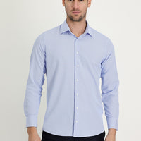 Açık Mavi Uzun Kol Slim Fit Dar Kesim Klasik Desenli Pamuklu Kolay Ütülenebilir Gömlek