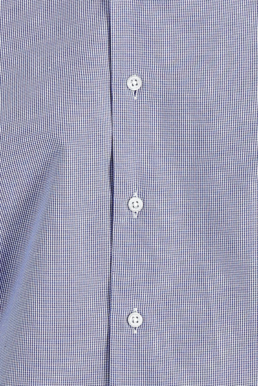 Koyu Mavi  Uzun Kol Slim Fit Dar Kesim Klasik Desenli Pamuklu Kolay Ütülenebilir Gömlek