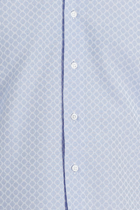 Açık Mavi Uzun Kol Slim Fit Dar Kesim Klasik Desenli Pamuklu Kolay Ütülenebilir Gömlek